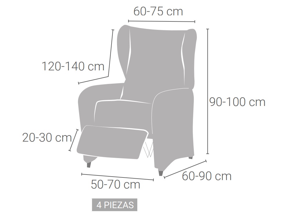 medidas funda sillón ajustable elasticas y bielasticas eysa